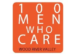 Orange square with white text and logo of Wood River Valley reading, '1 in 10 who care'.
