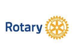 Rotary International logo with the word 'Rotary' and a yellow gearwheel symbol.