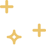 A simple black background with four gold star-like and plus symbols.