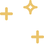 Three gold plus signs and a gold star on a black background.