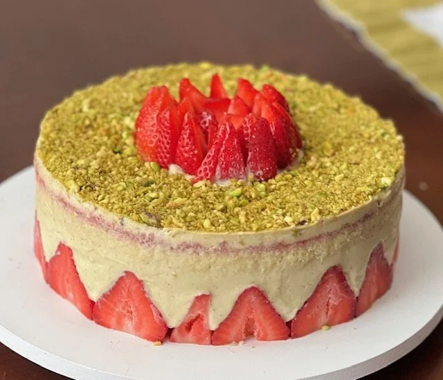 Pistachio or Vanilla Fraisier Cake