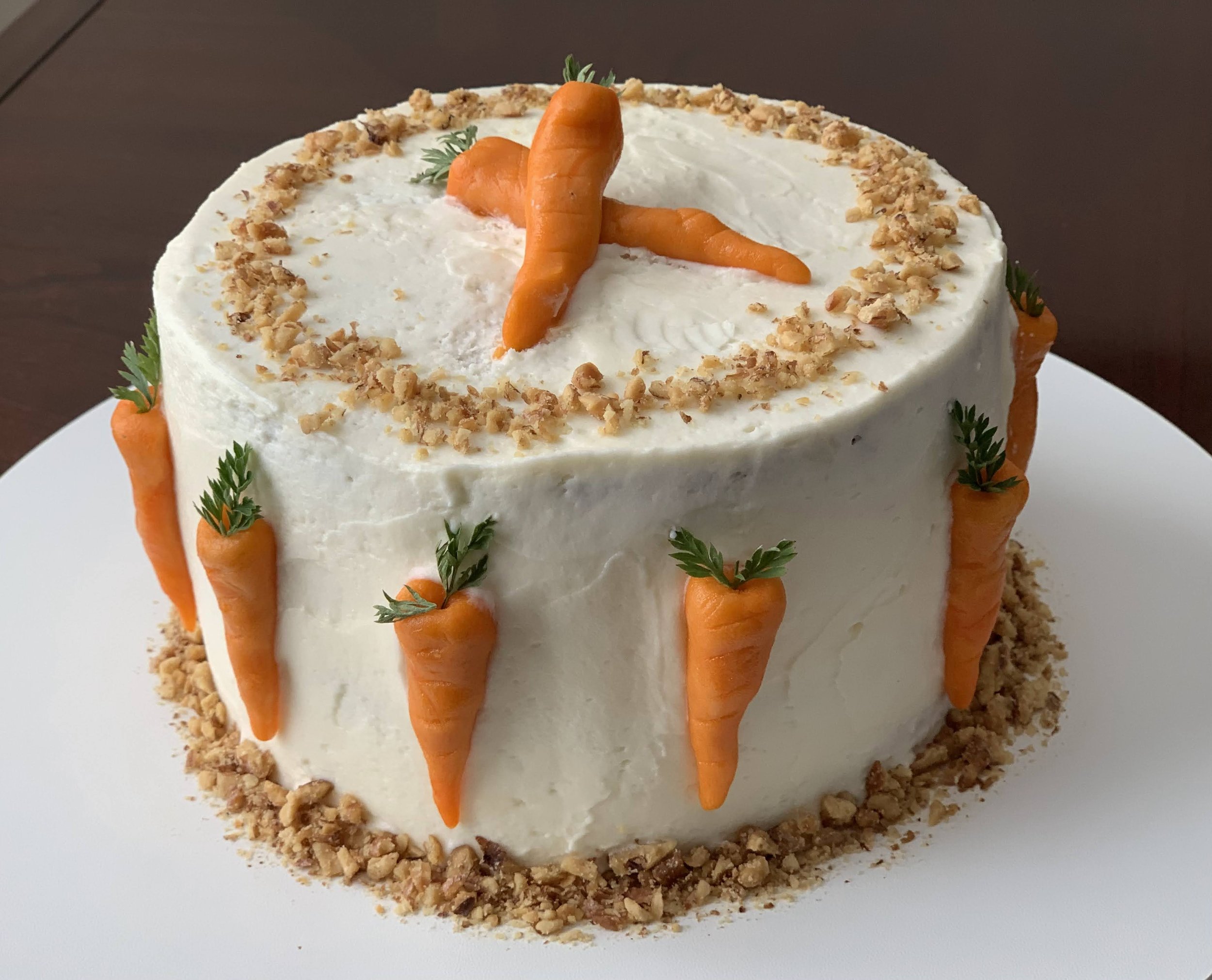 Carrot Cake with Marzipan Design