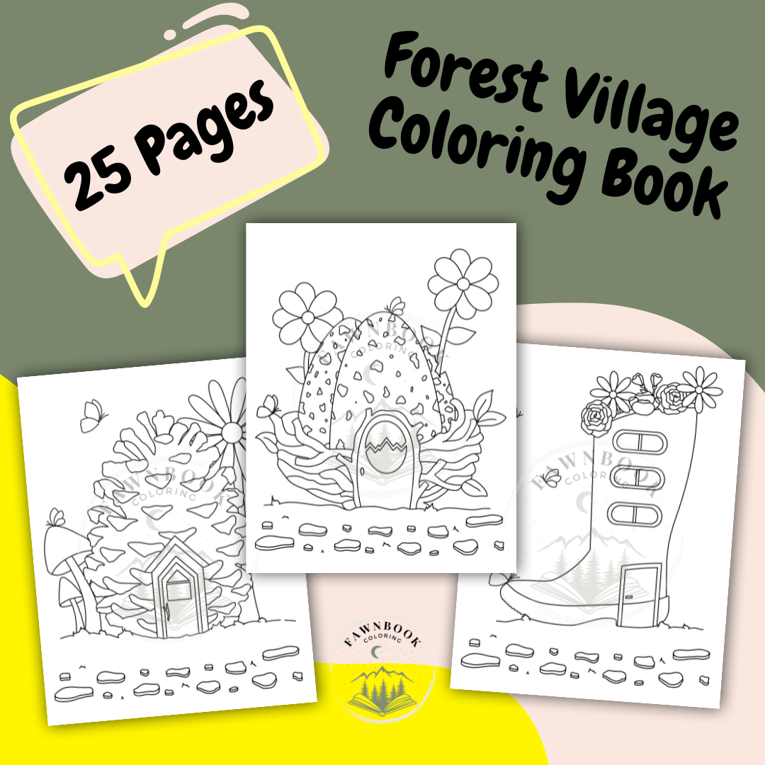 Forest Village Coloring Book