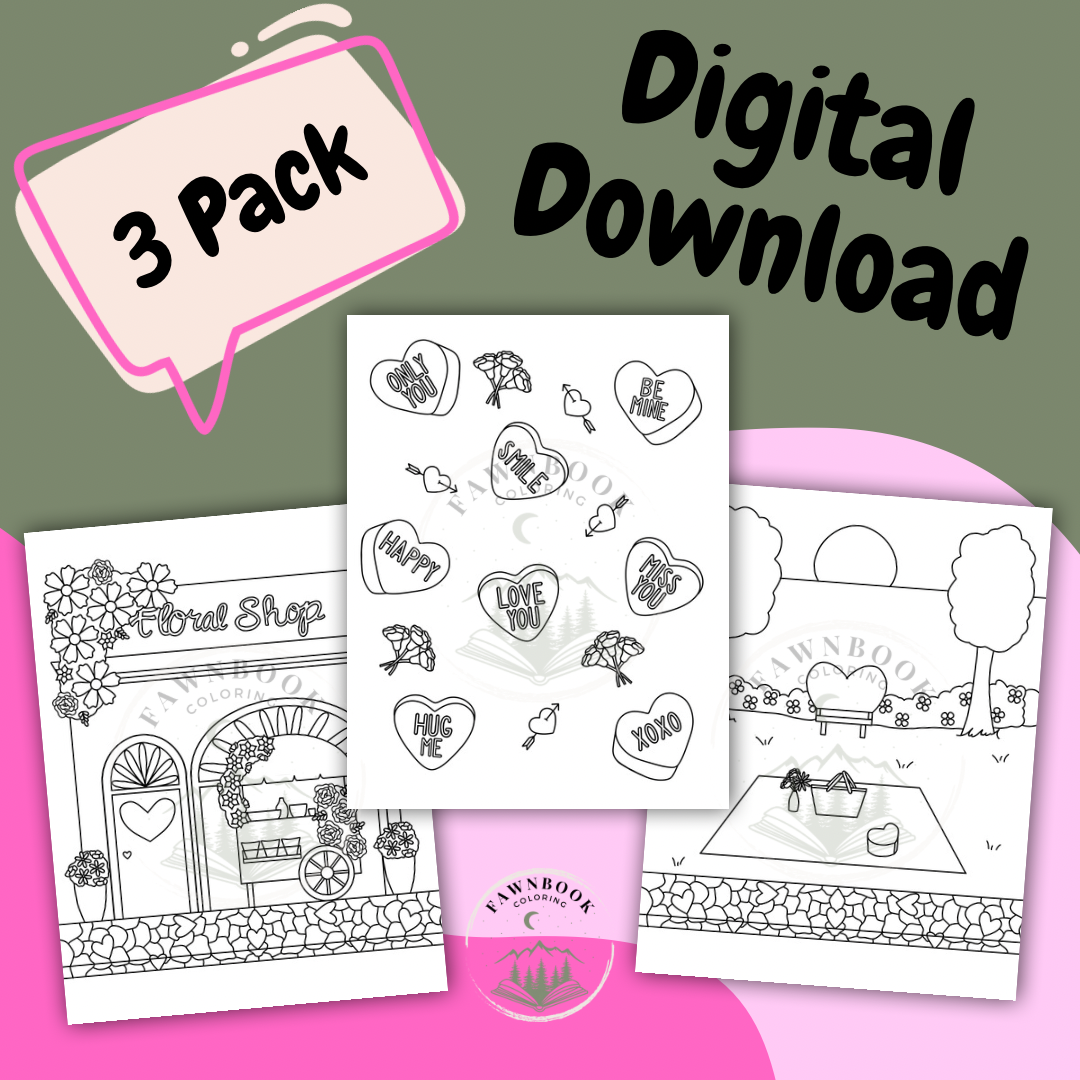 Digital Valentines Coloring Pages