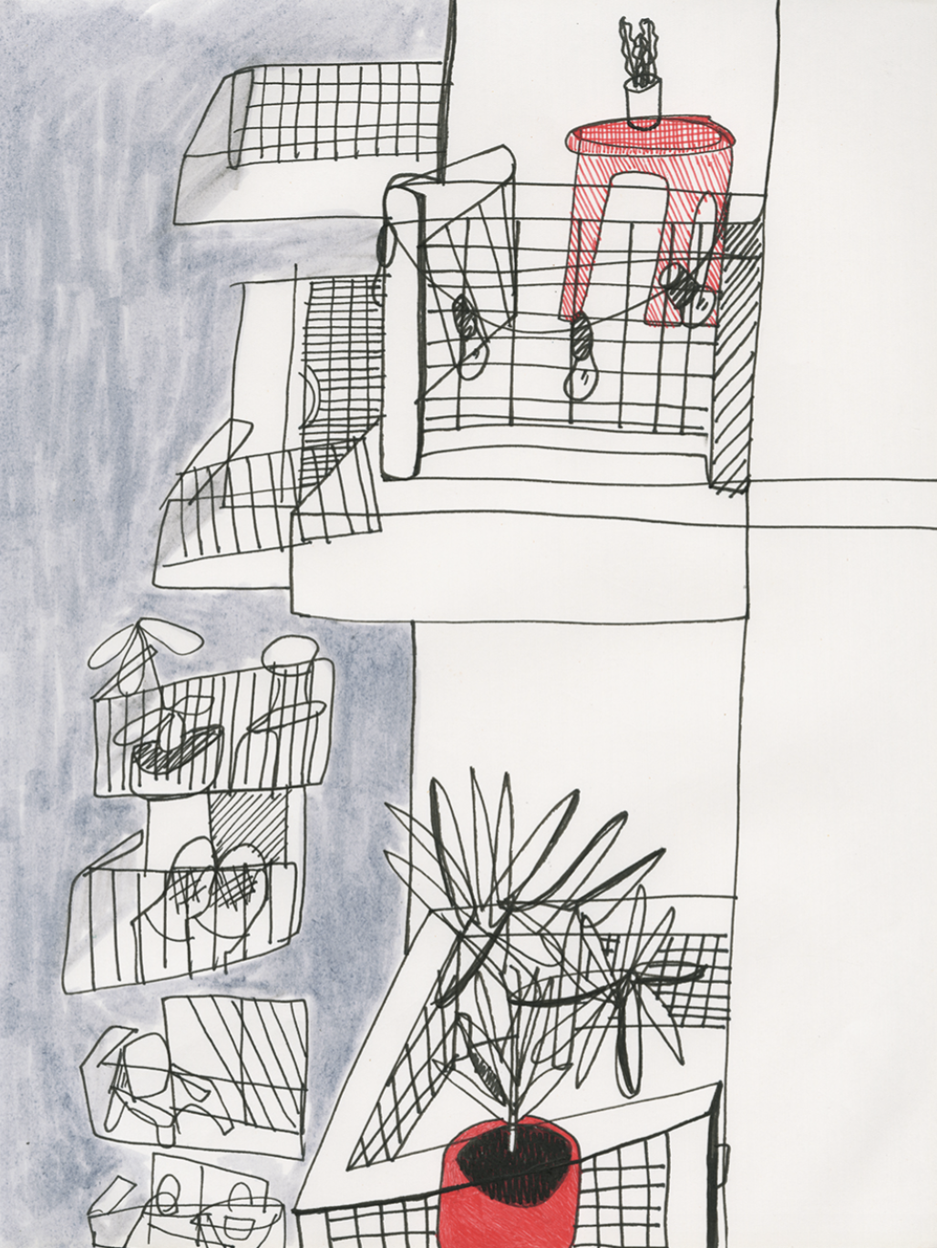 ESCAPE, Ink & Marker on paper 2019