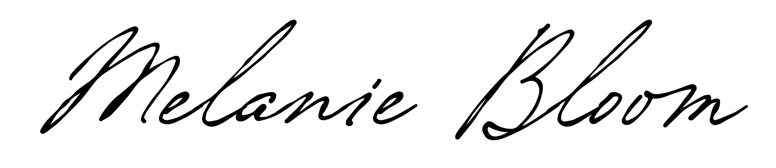 Stylized text that reads 'Melanie Brown' in cursive font.