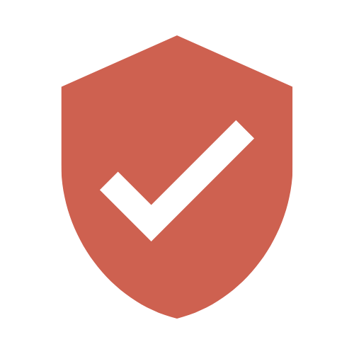 Red shield with a black checkmark in the center