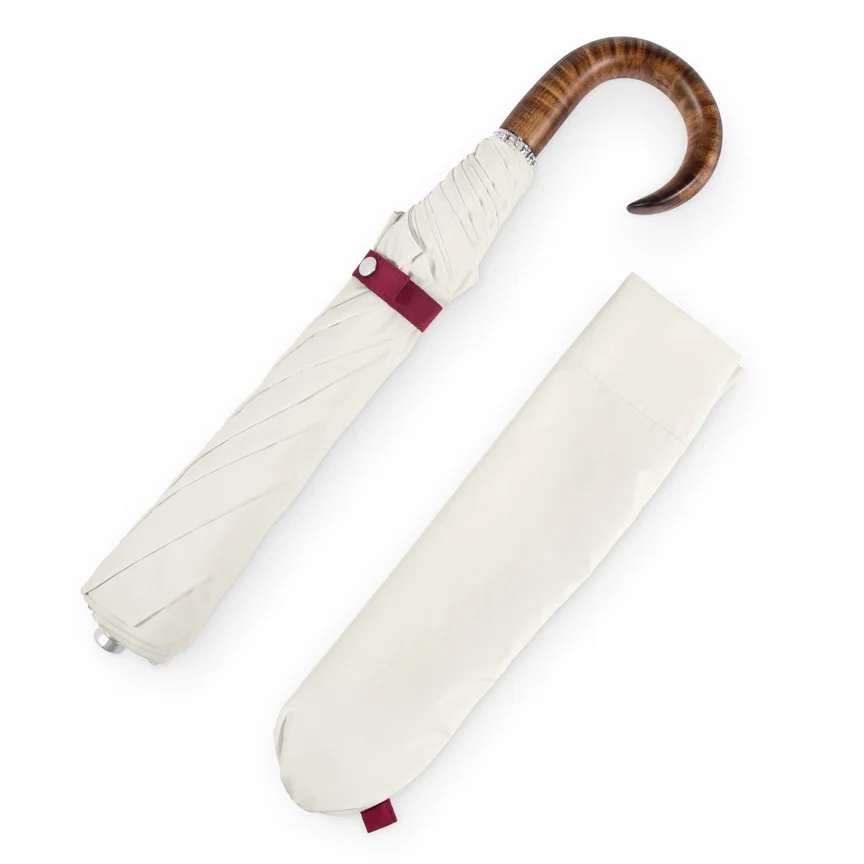 British Folding Umbrella - Ivory:Burgundy 1.webp