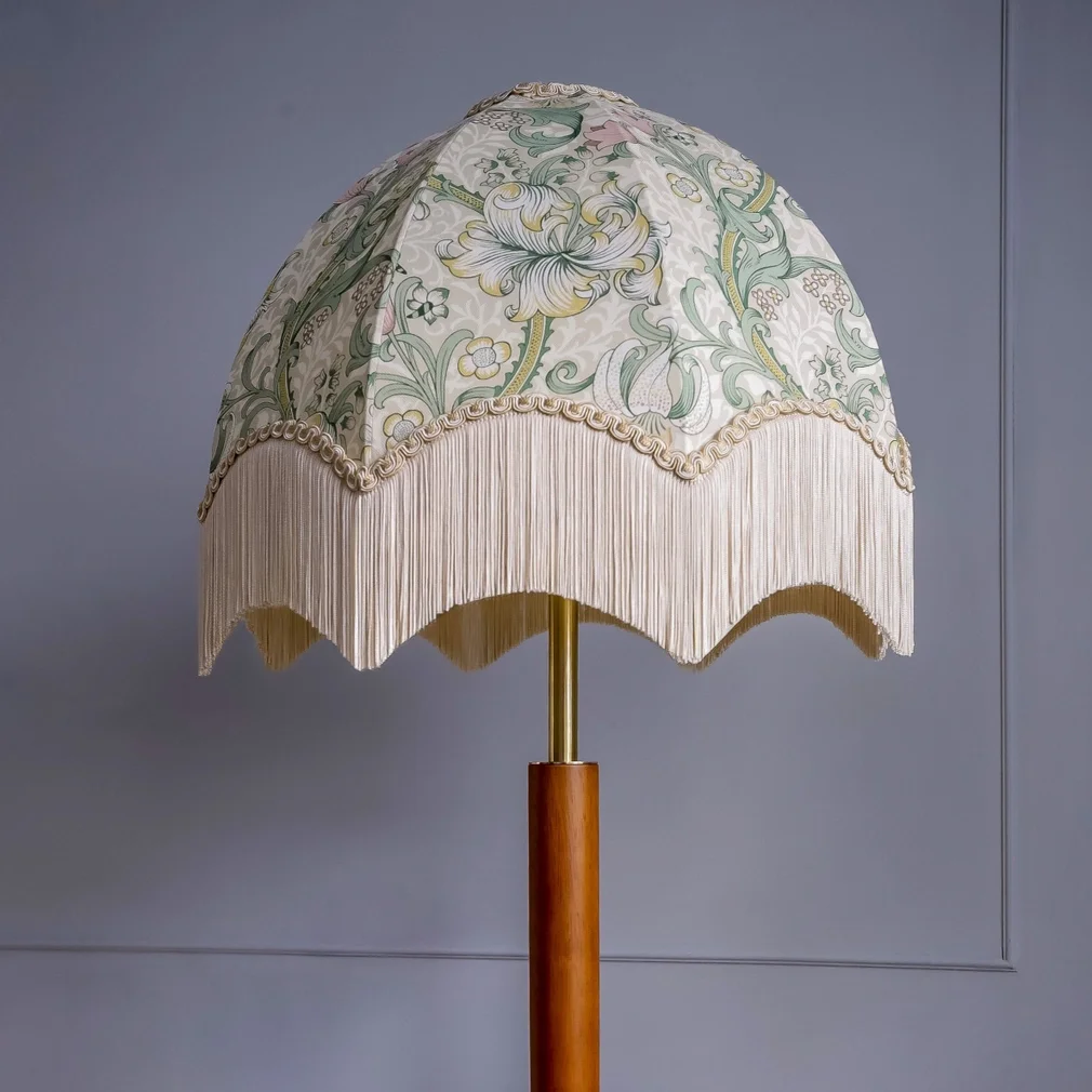 William Morris Golden Lily Fringed Lampshade - Linen 1.webp