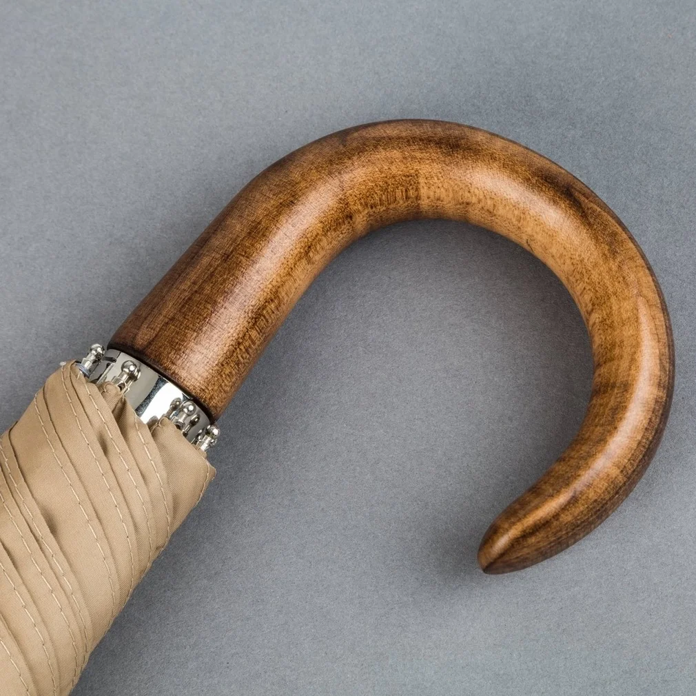 British Folding Umbrella - Sand:Burgundy 5.webp