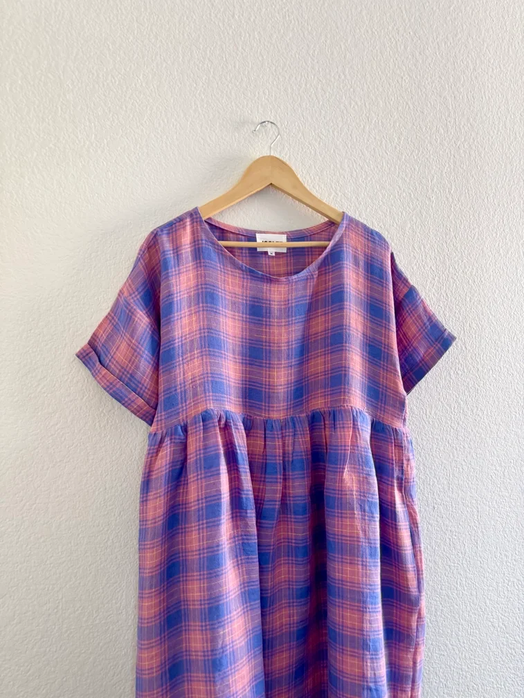 Lilac Check Linen Dress 4.webp