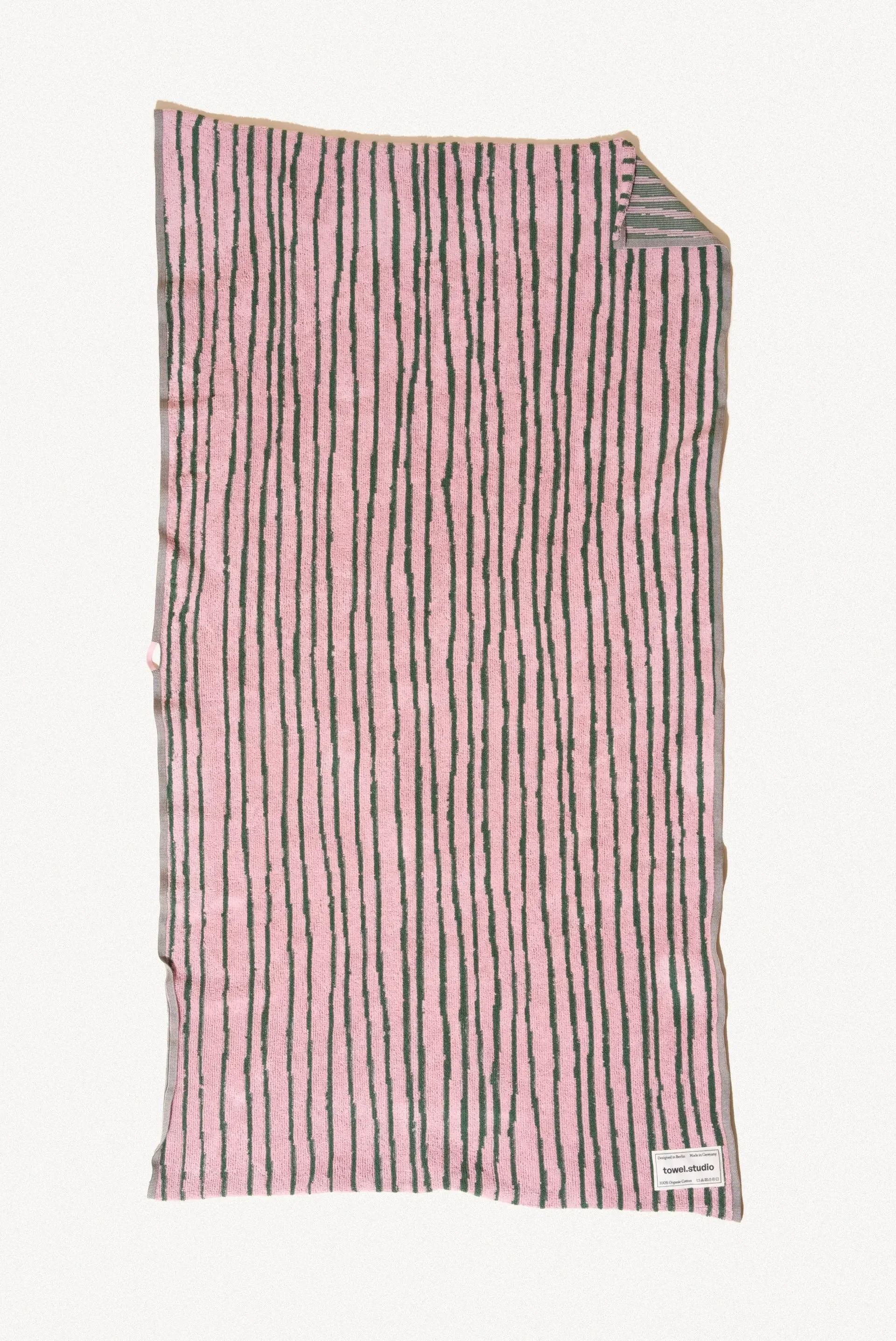 Stripe Bath Towel _ Pink & Green 1.webp