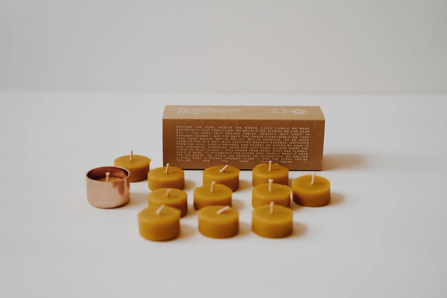 Organic Beeswax Tealights + 1 Solid Copper Cup 3.webp