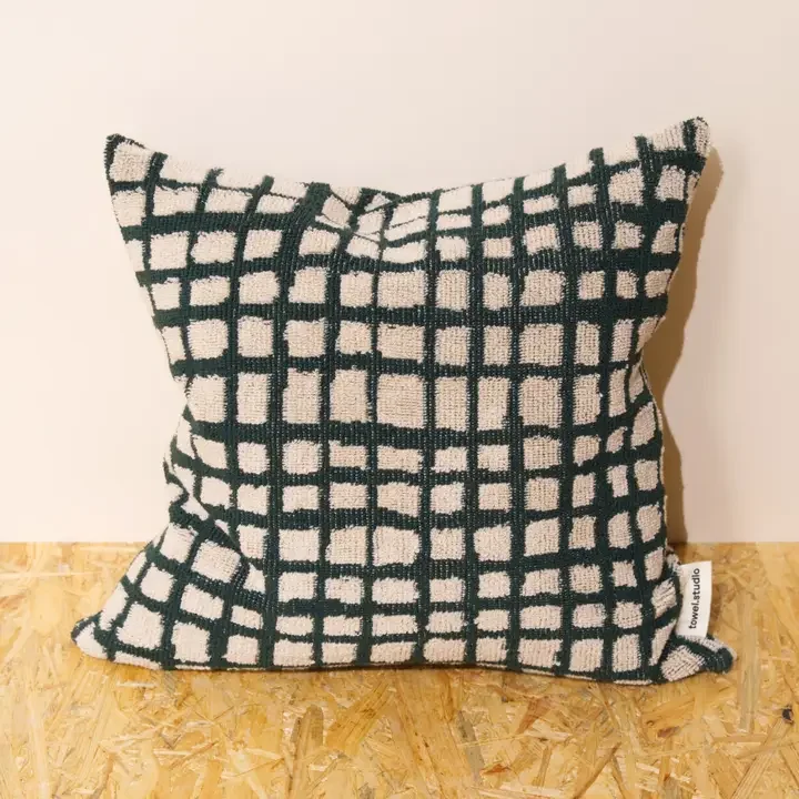 Bold Grid Throw Pillow | Forest Green