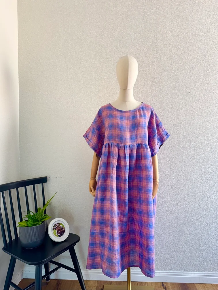 Lilac Check Linen Dress.webp