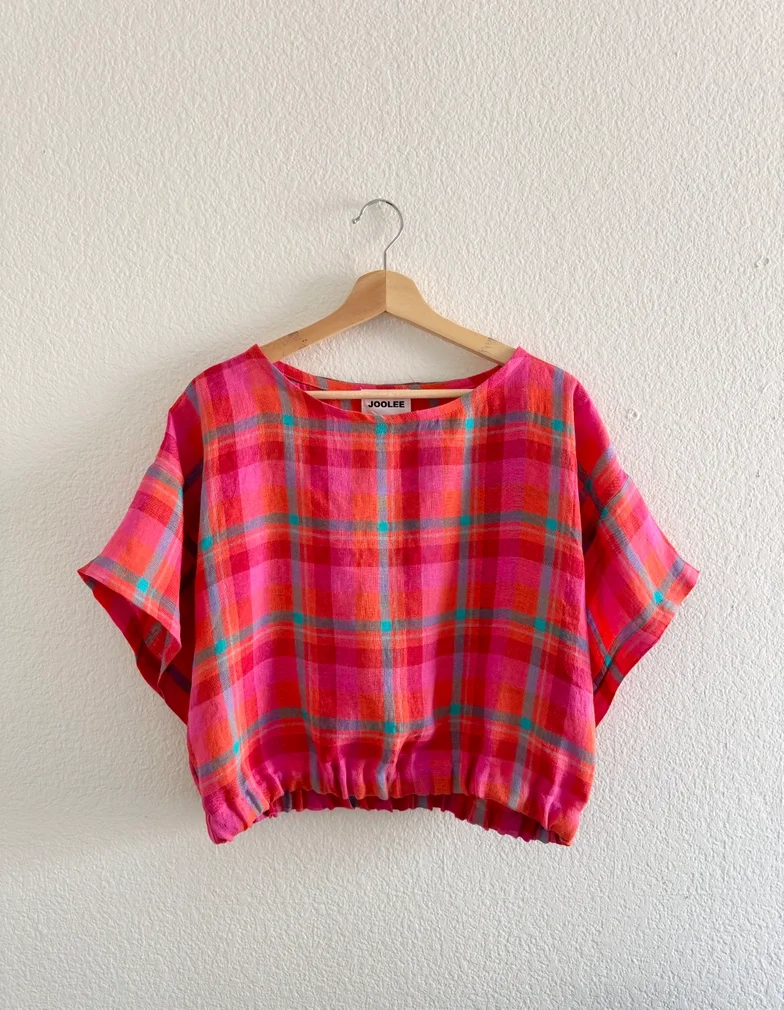Pink Check Linen Top.webp