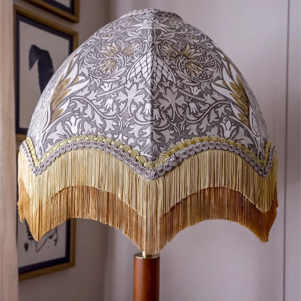 William Morris Snakeshead Fringed Lampshade 1.webp