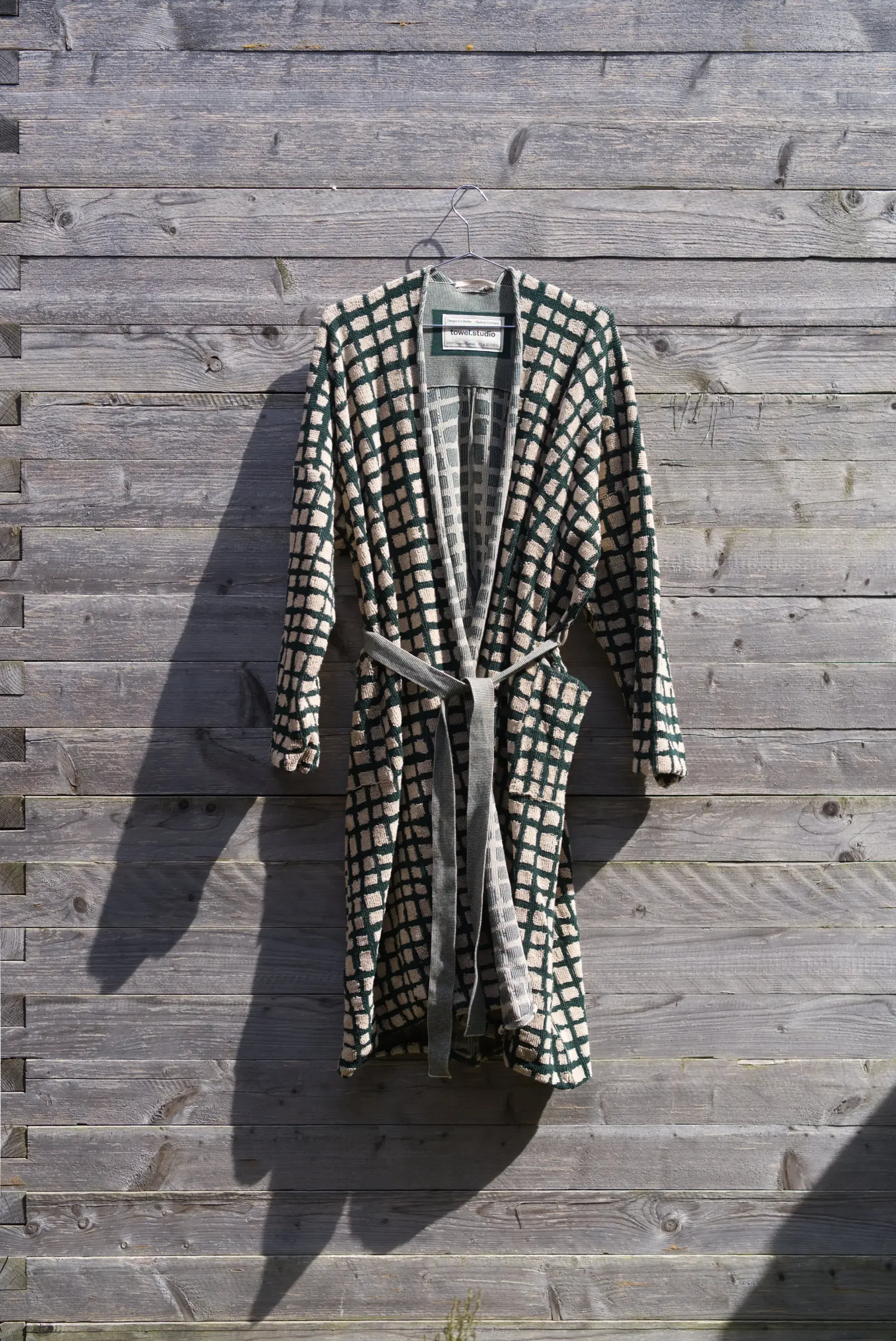 Bold Grid Bathrobe _ Forest Green 1.webp