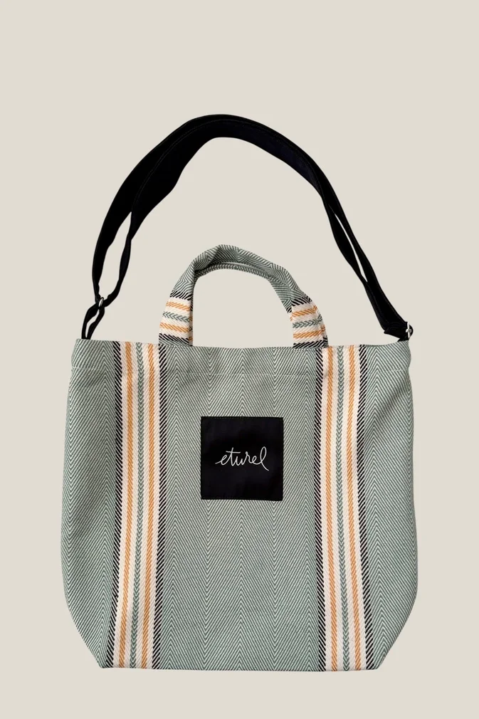 Green Burgos Twill Crossbody Tote Bag 4.webp