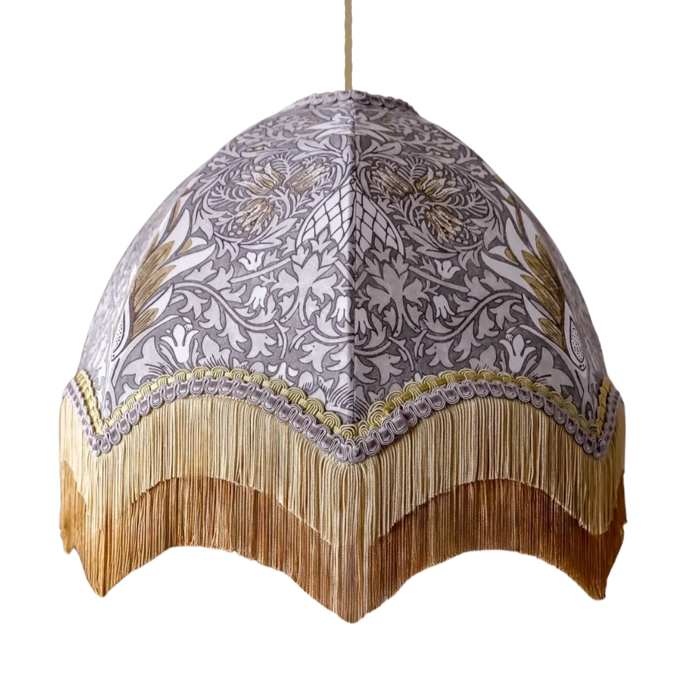 William Morris Snakeshead Fringed Lampshade 4.webp