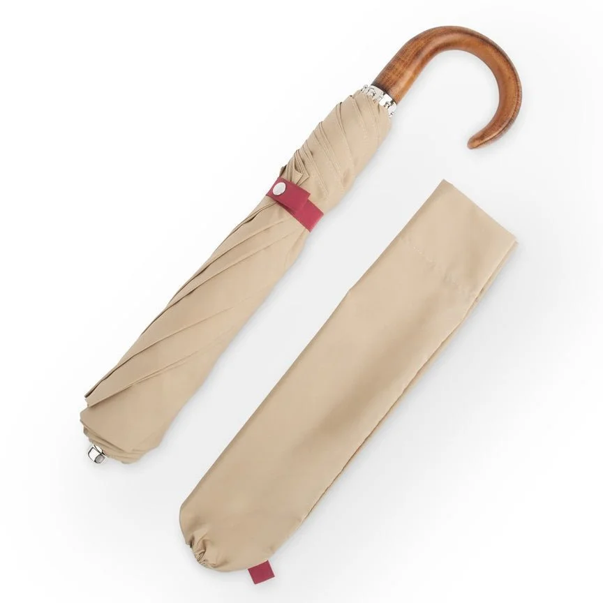 British Folding Umbrella - Sand:Burgundy 1.jpeg