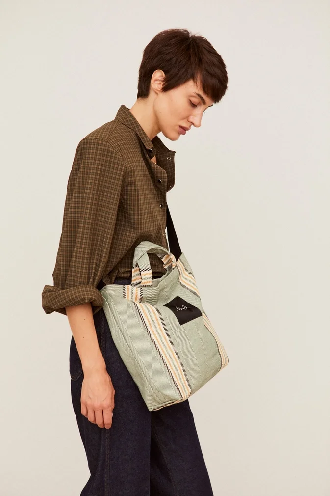 Green Burgos Twill Crossbody Tote Bag 3.webp