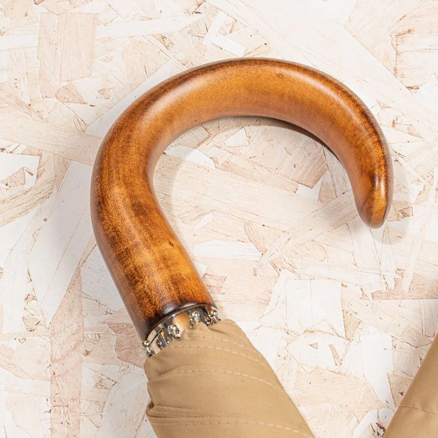 British Folding Umbrella - Sand:Burgundy 4.jpeg