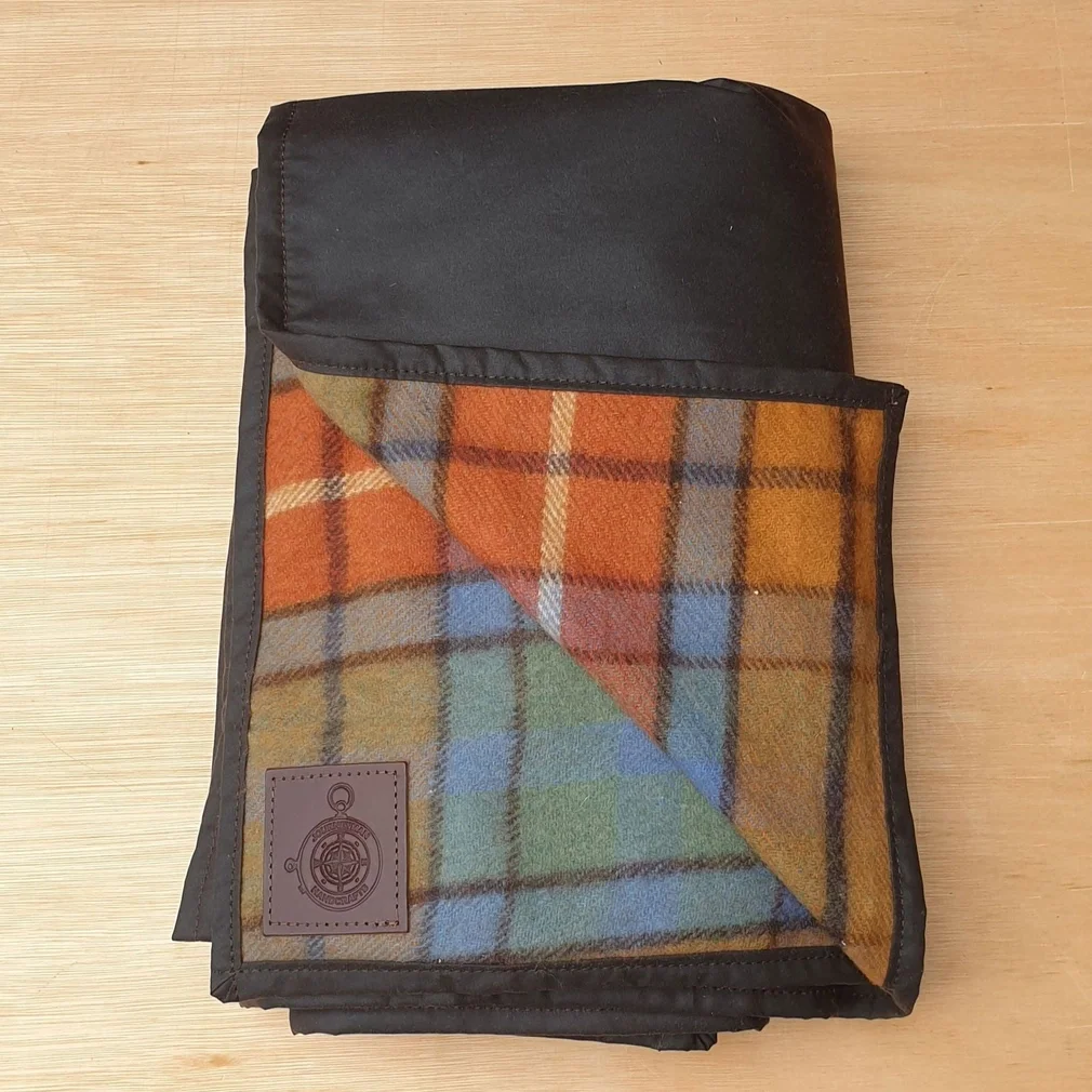 Picnic Blanket Checked Wool & Wax Canvas | Burnt Orange