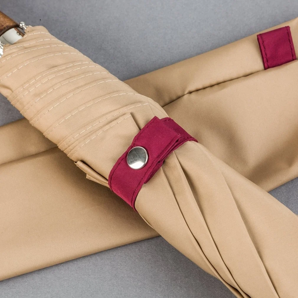 British Folding Umbrella - Sand:Burgundy 6.webp