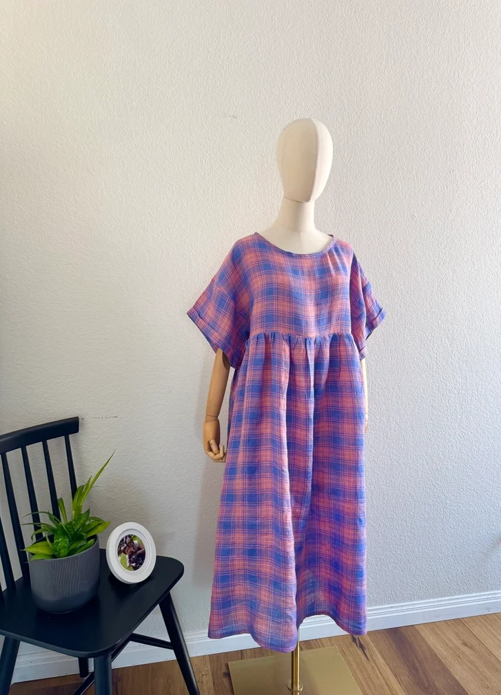 Lilac Check Linen Dress 1.webp