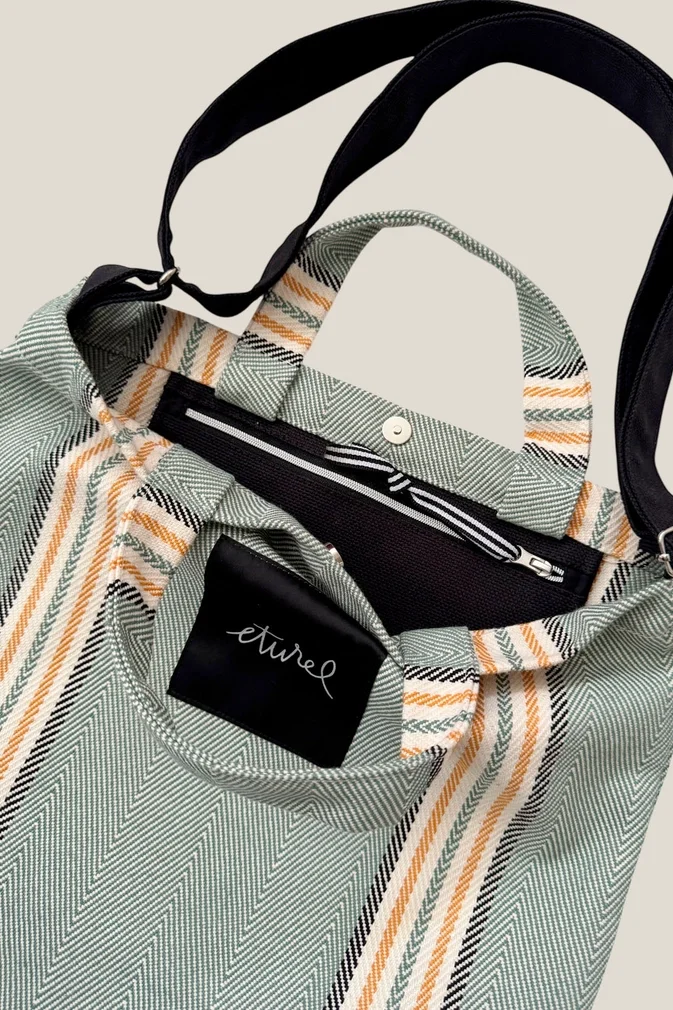 Green Burgos Twill Crossbody Tote Bag 6.webp