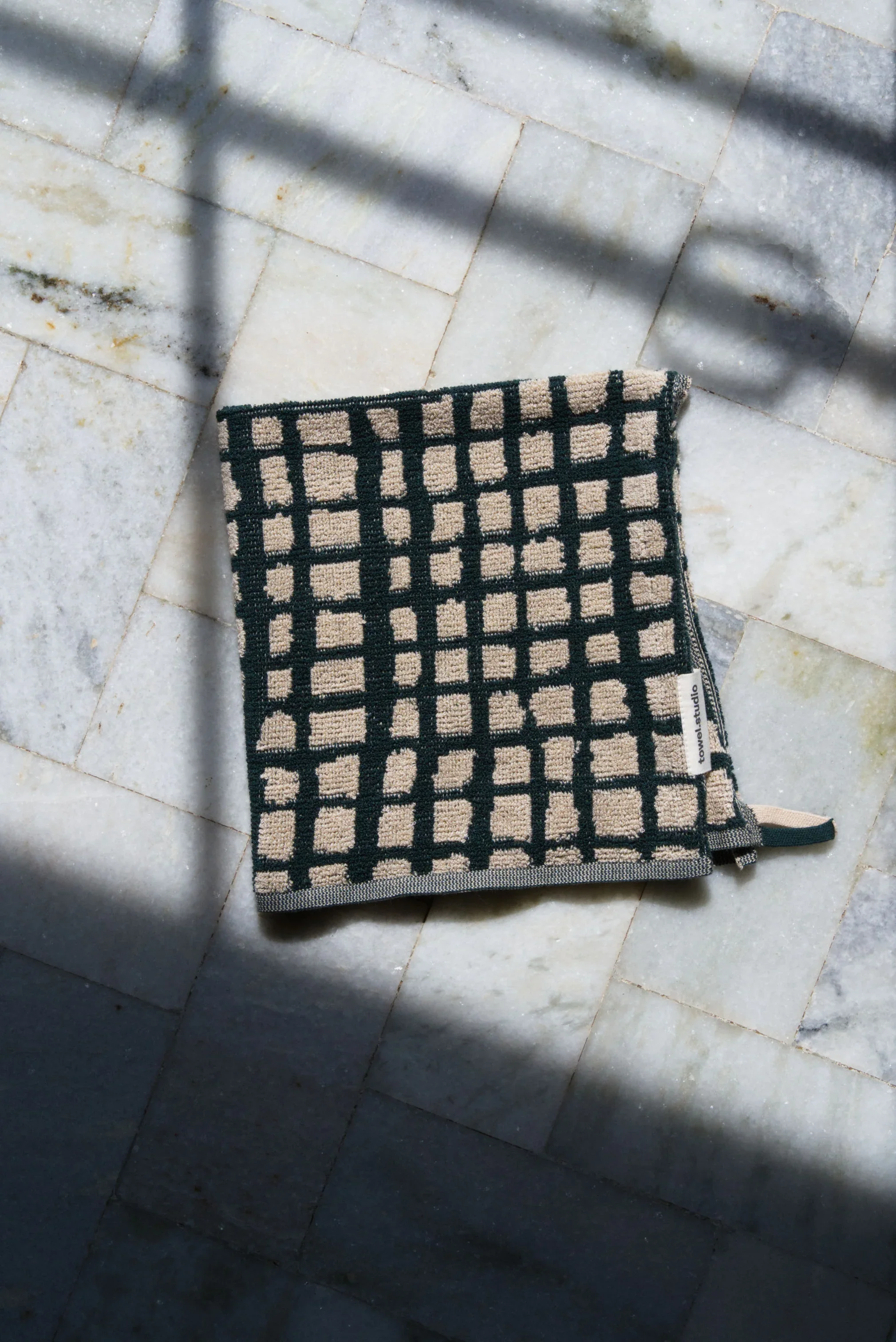 Bold Grid Guest Towel | Forest Green 3.webp