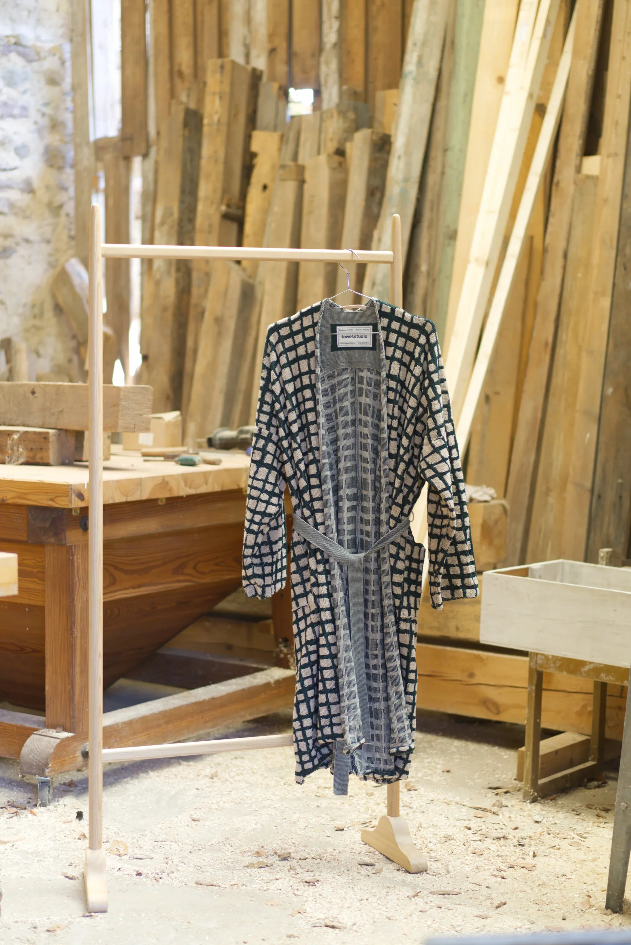 Bold Grid Bathrobe | Forest Green.webp