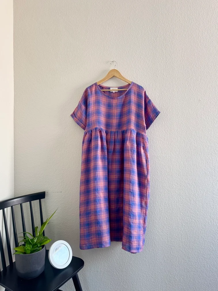 Lilac Check Linen Dress 2.webp
