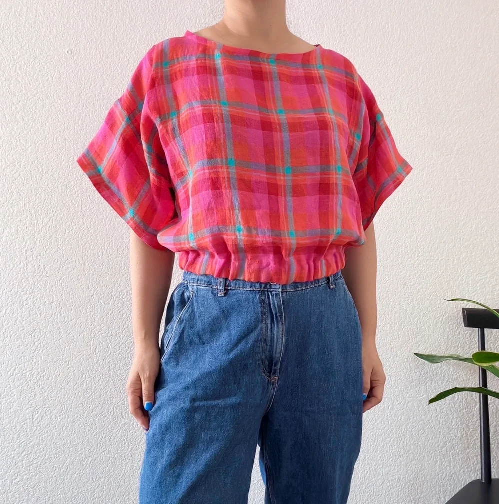 Pink Check Linen Top 4.webp