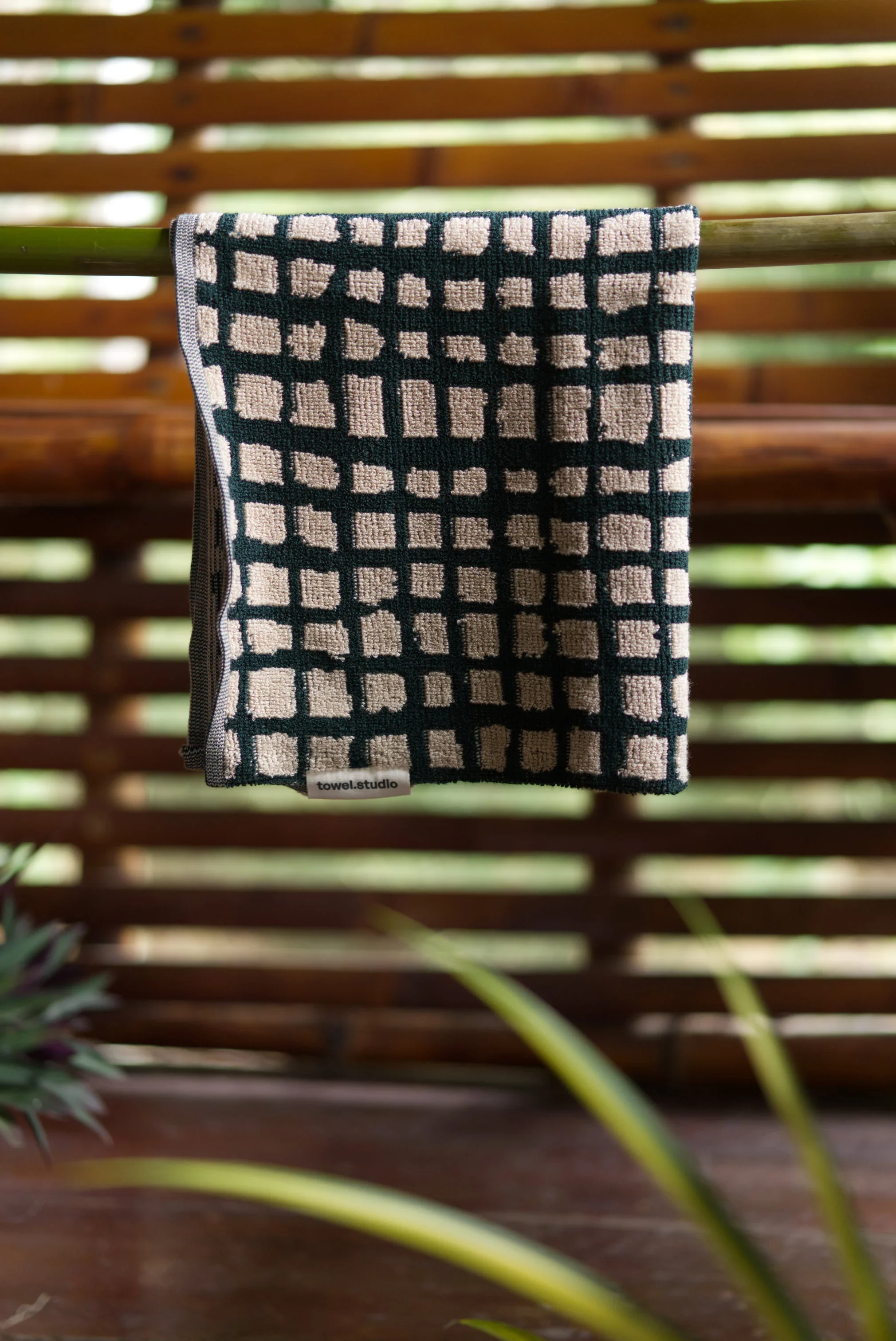 Bold Grid Guest Towel | Forest Green.webp