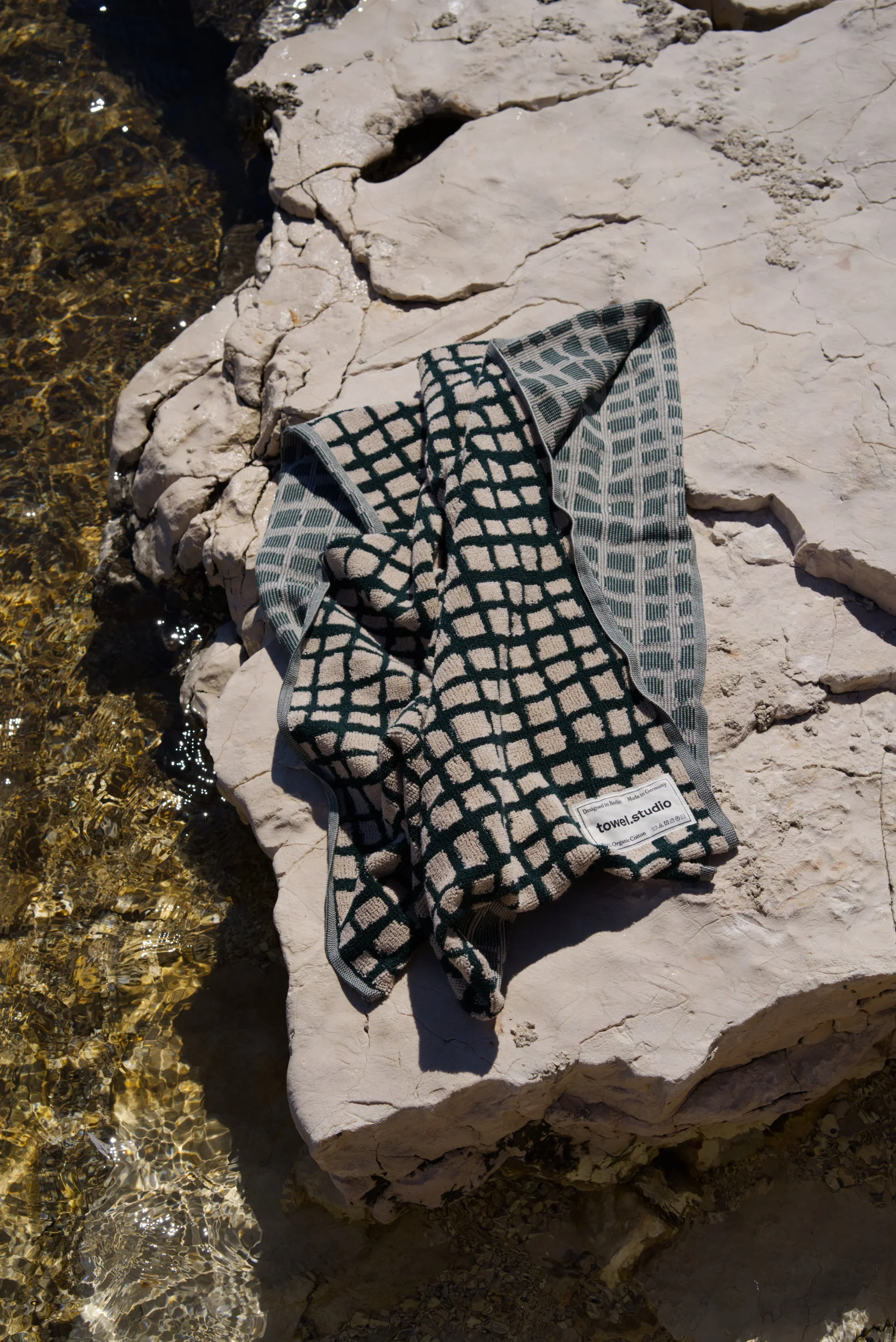 Bold Grid Beach Towel | Forest Green 1.webp