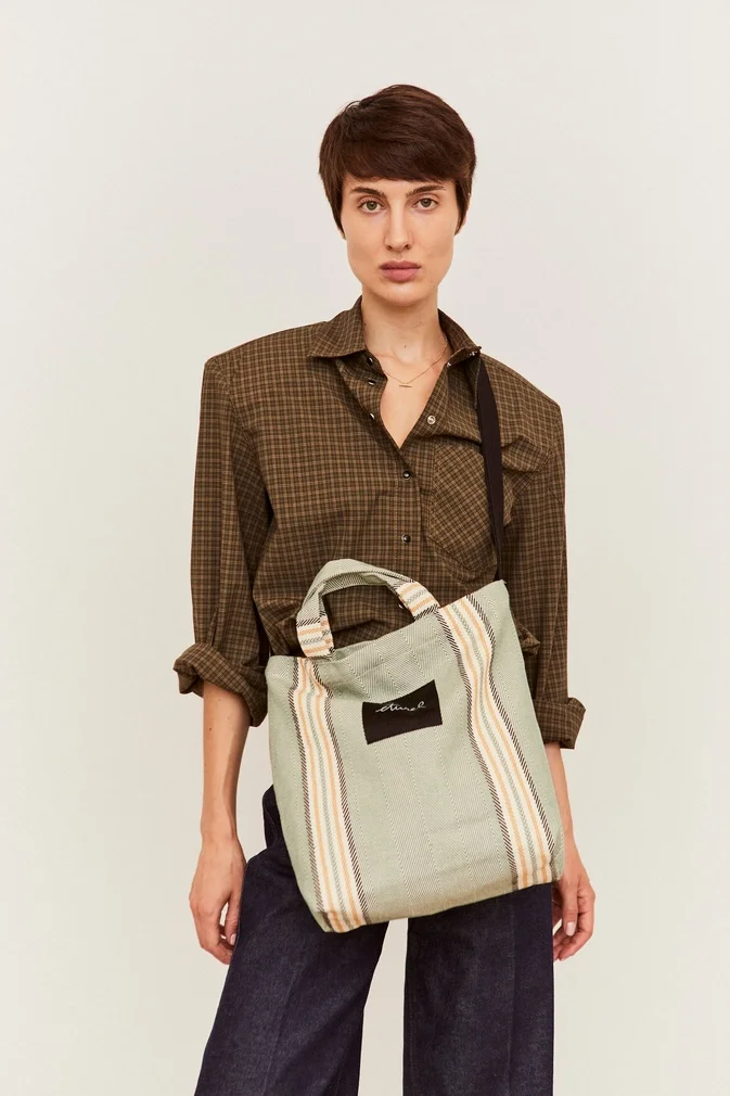 Green Burgos Twill Crossbody Tote Bag 1.webp