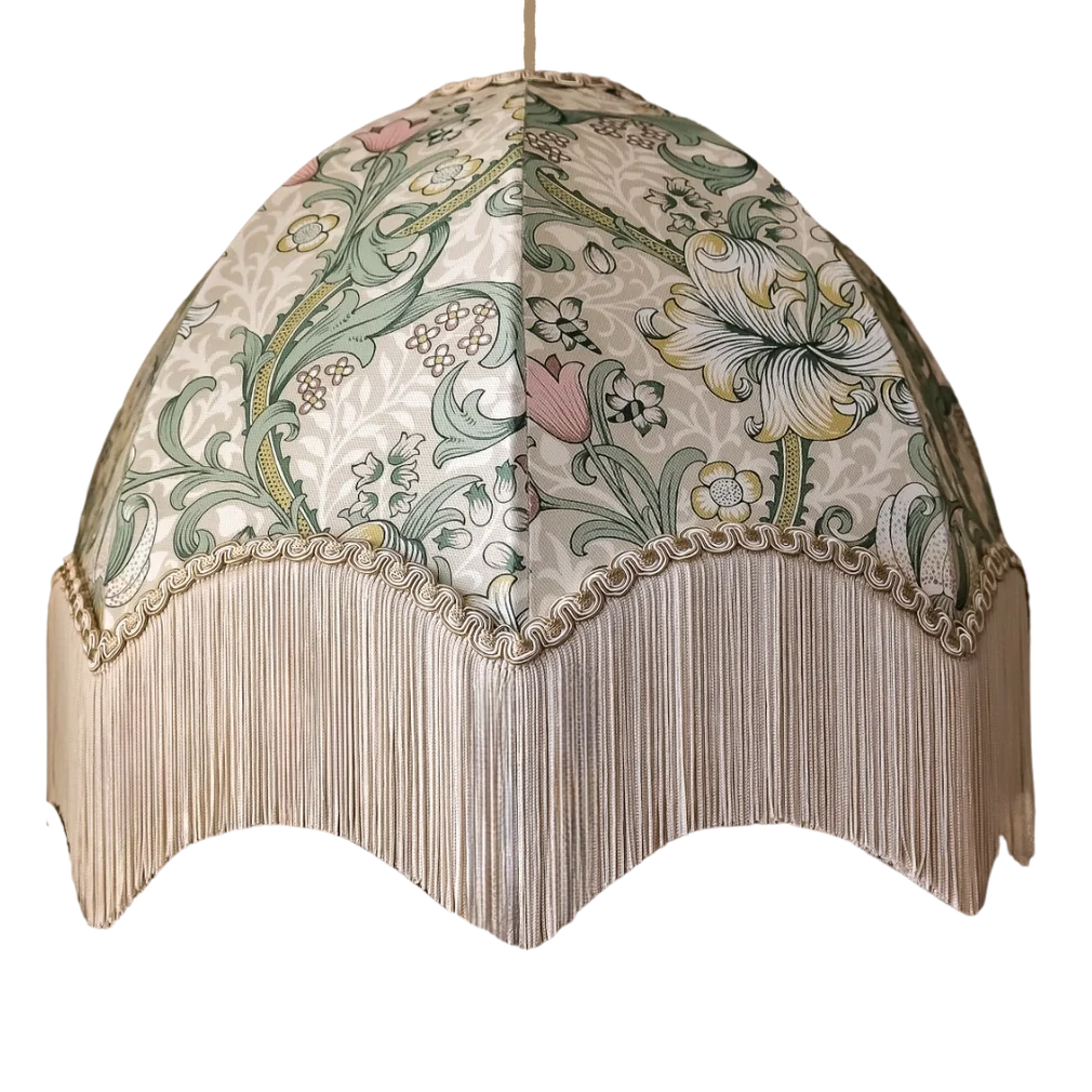 William Morris Golden Lily Fringed Lampshade - Linen 3.webp