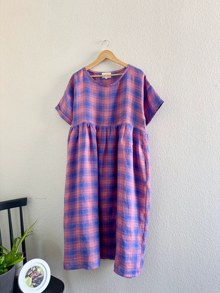 Lilac Check Linen Dress 3.webp