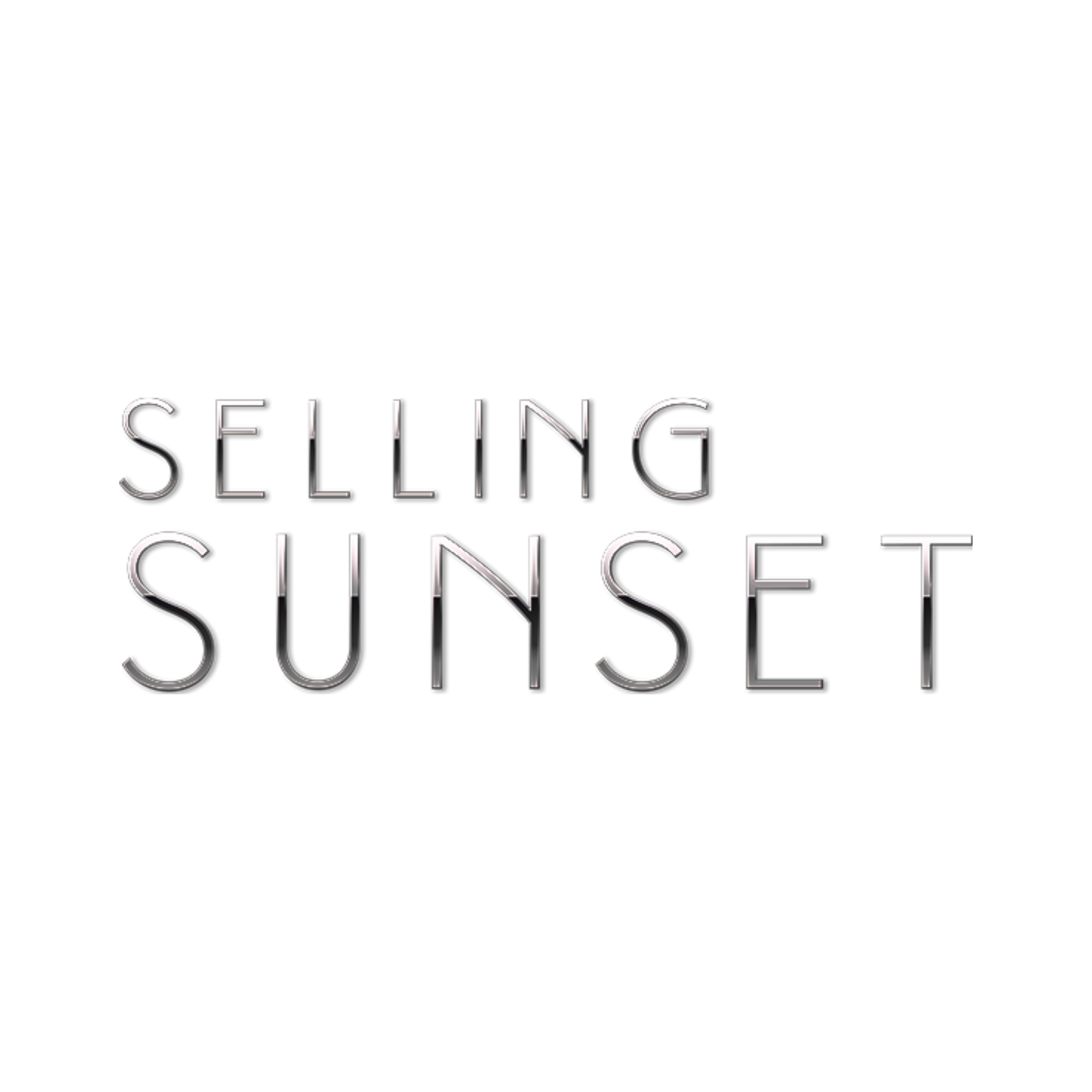 Title text with neon-style font reading 'Selling Sunset' on black background.