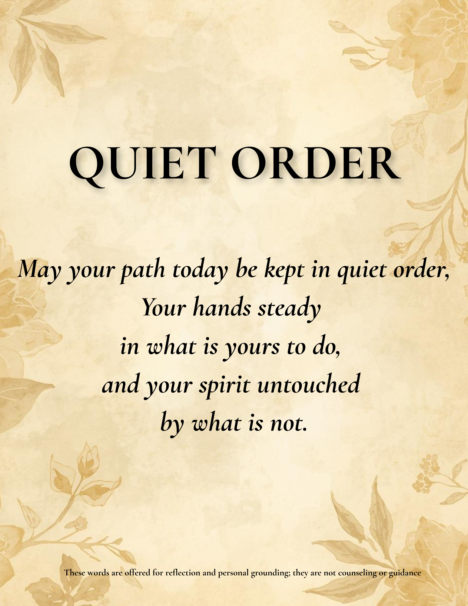 QUIET ORDER