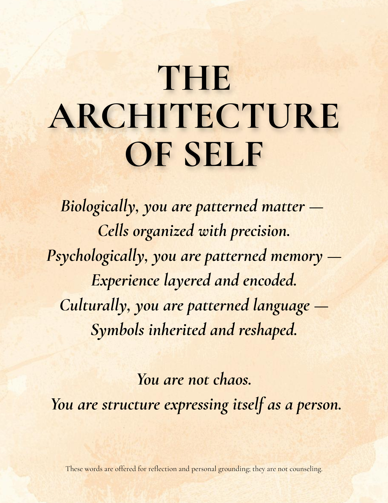 THE ARCHITECTURE OF SELF