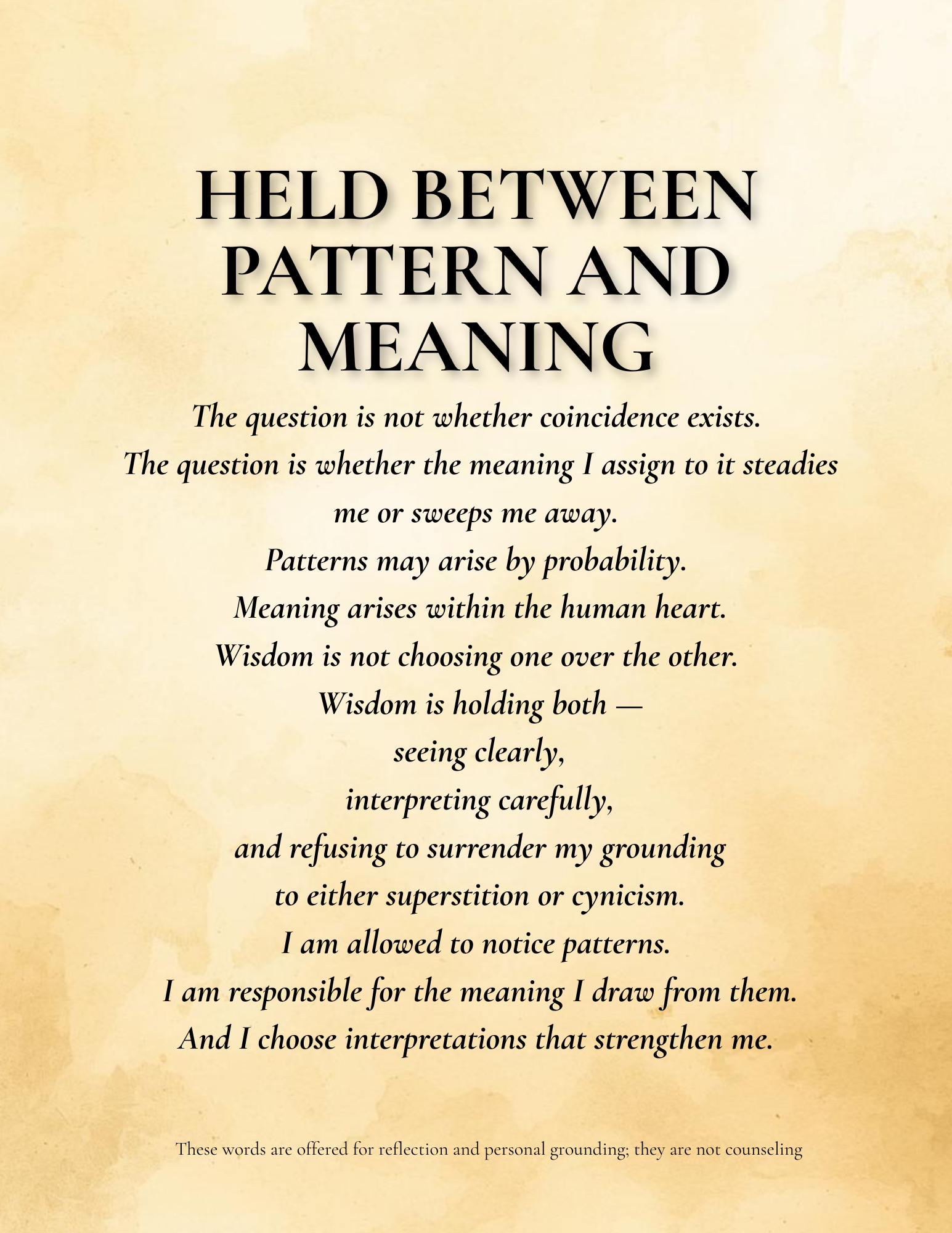 HELD BETWEEN PATTERN AND MEANING