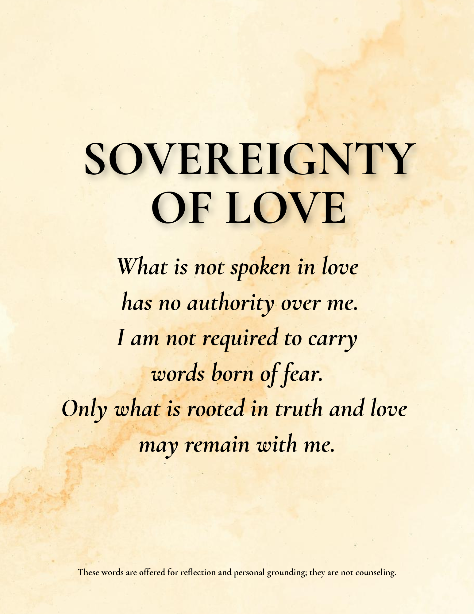 SOVEREIGNTY OF LOVE