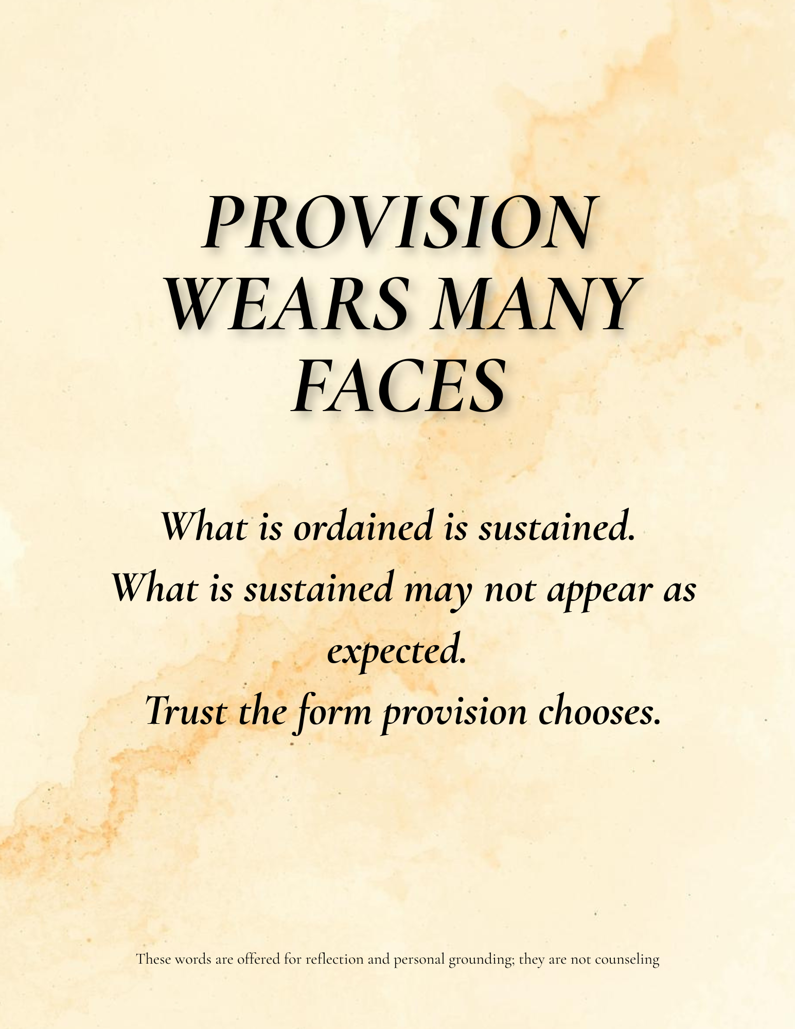 PROVISION WEARS MANY FACES