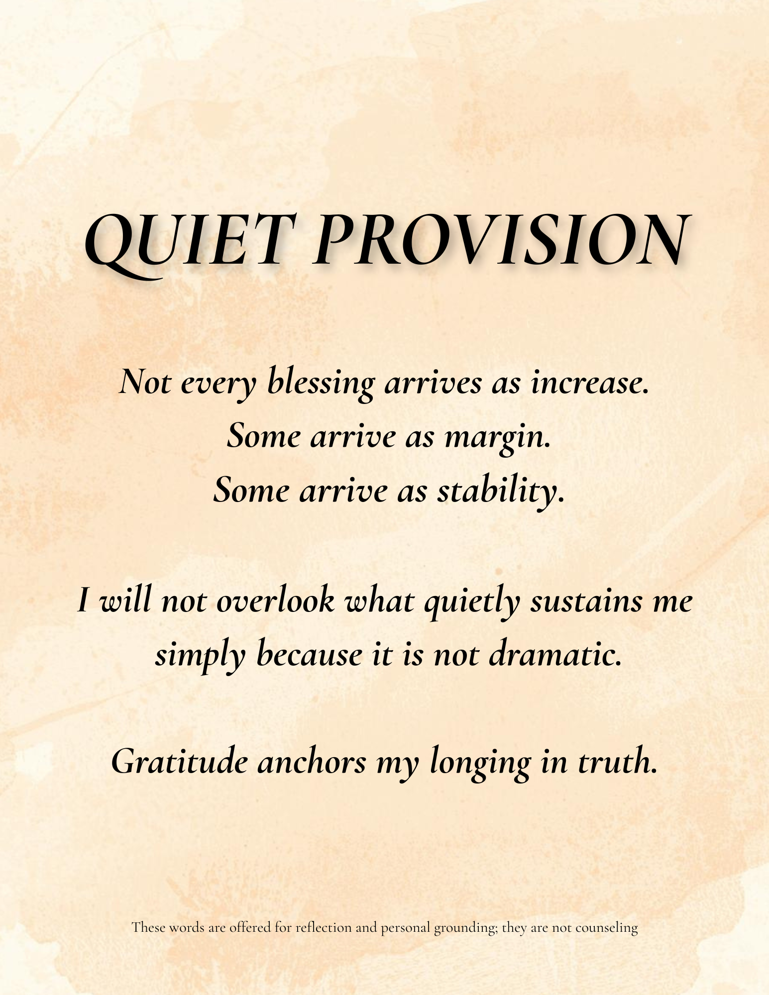 QUIET PROVISION