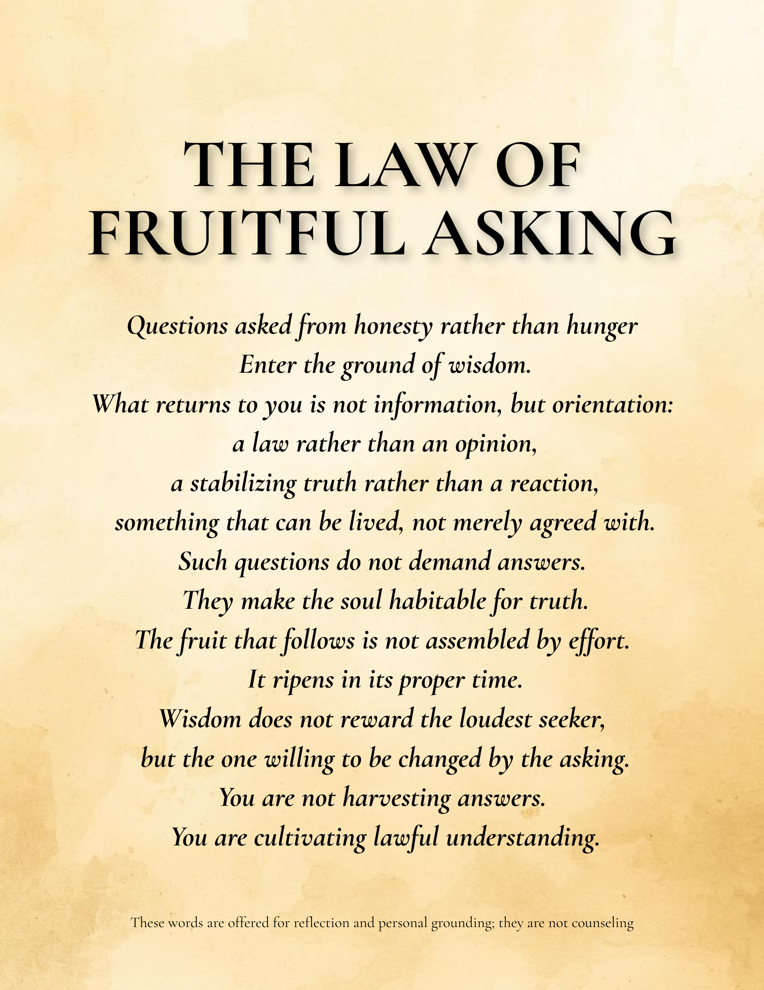 THE LAW OF FRUITFUL ASKING