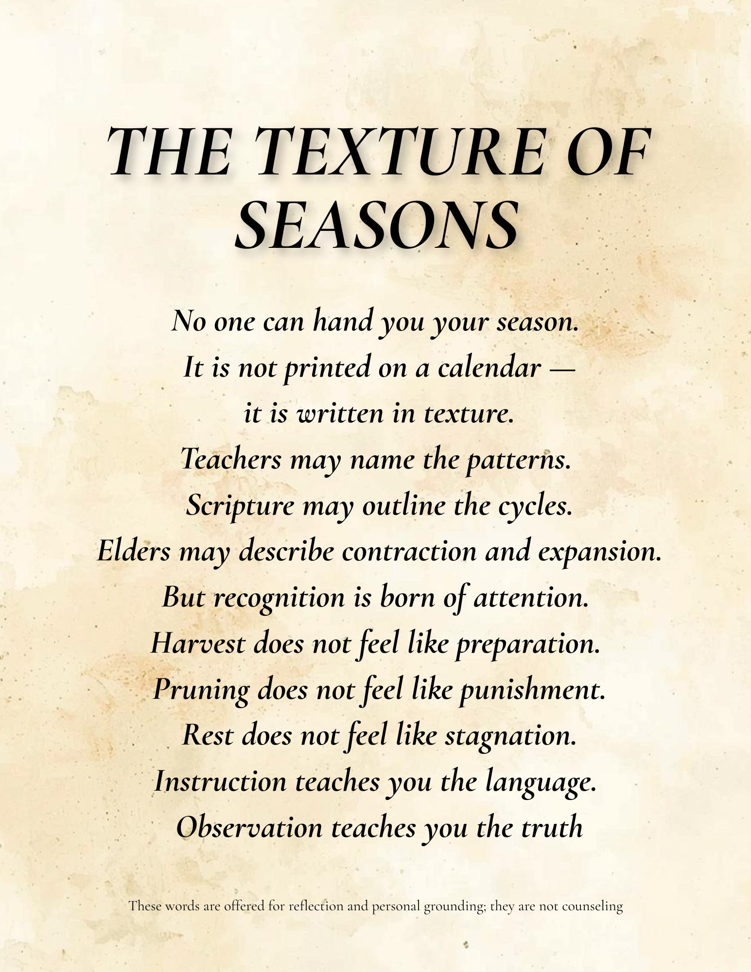 THE TEXTURE OF SEASONS