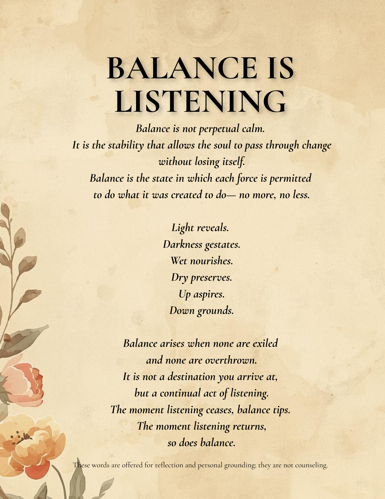 BALANCE IS LISTENING